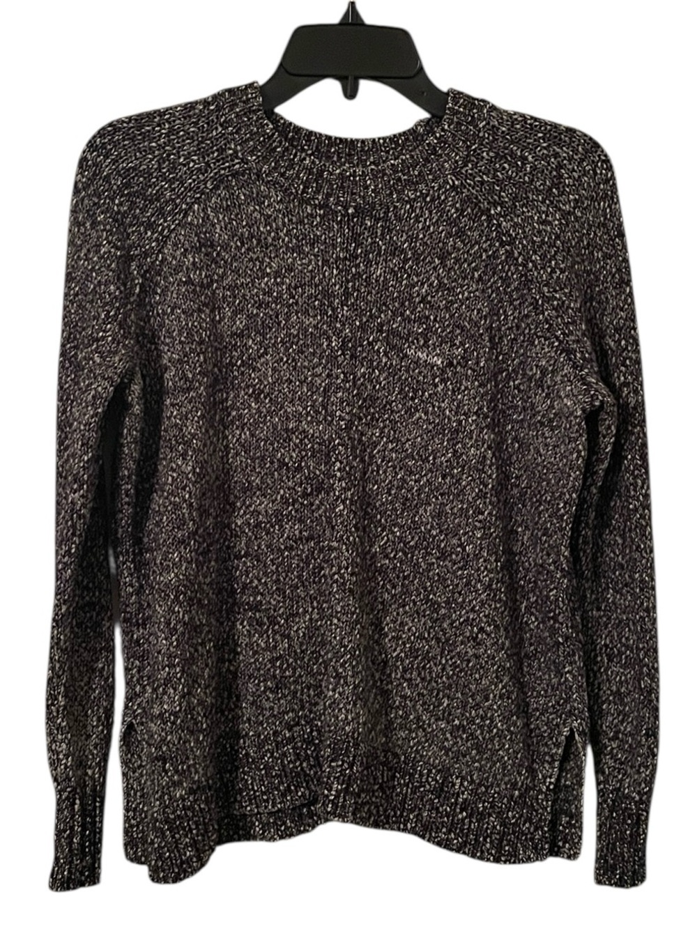 Loft Women's Black White Knit Chenille‎ Crewneck Sweater Size XS